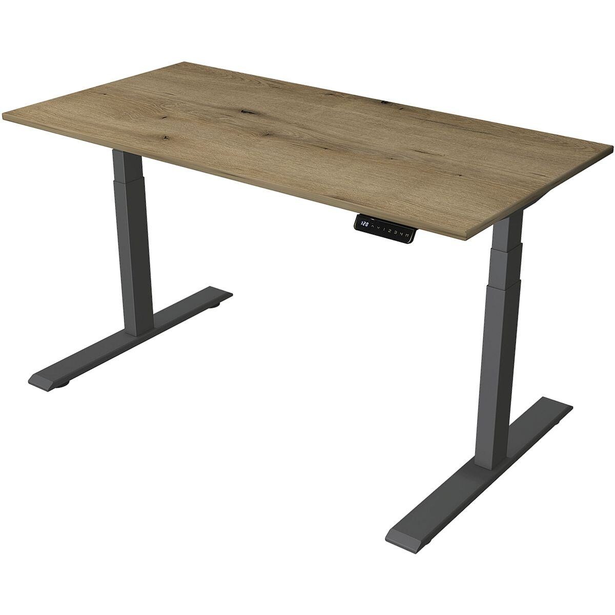 KERKMANN Schreibtisch Smart Office, rechteckig, T-Fuß anthrazit, elektrisch höhenverstellbar 63-127 cm