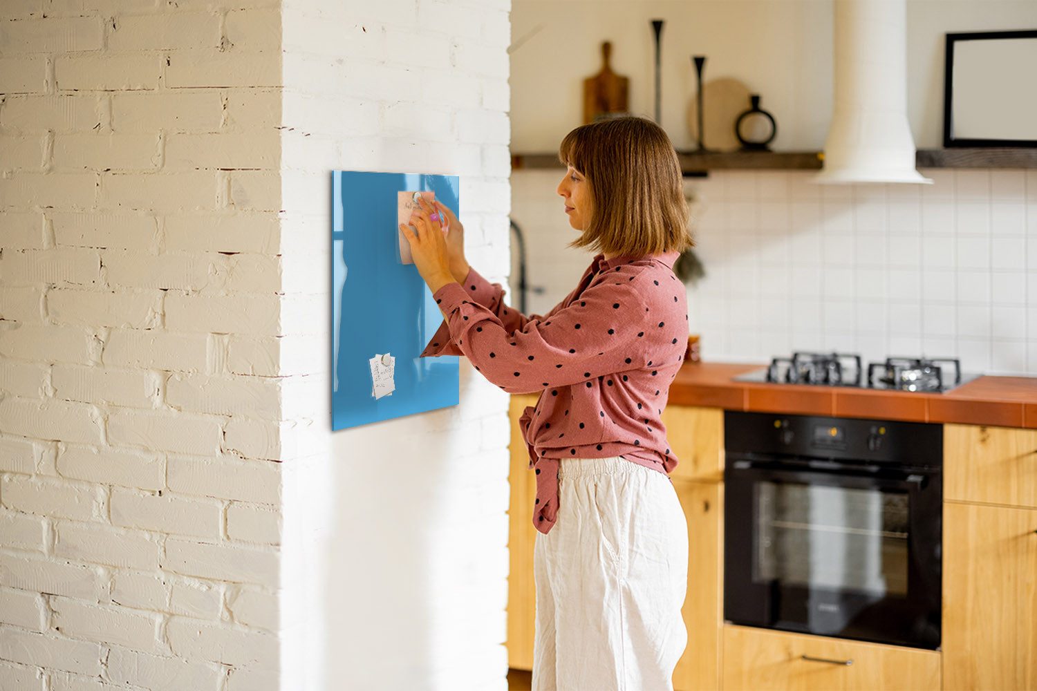 Tulup Magnettafel Memoboard aus Glas Notiztafel mit 5 Magneten, Marker und Schwamm