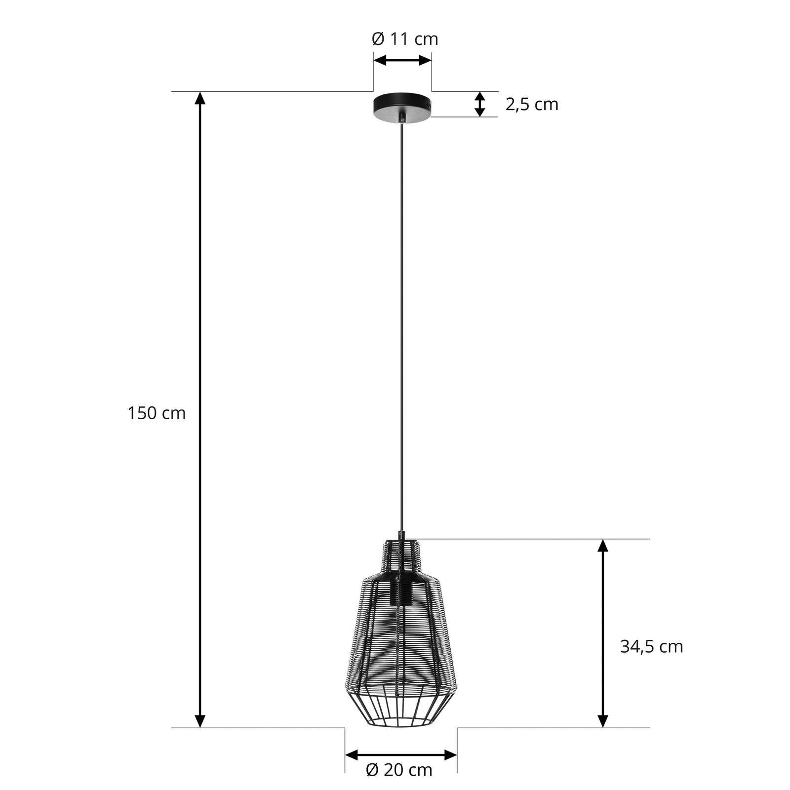 Lucande Hängeleuchte Tinko, dimmbar, Leuchtmittel E27, 1 Aluminium, Vintage, nicht Eisen, inklusive, Deckenlampe Schwarz, flammig