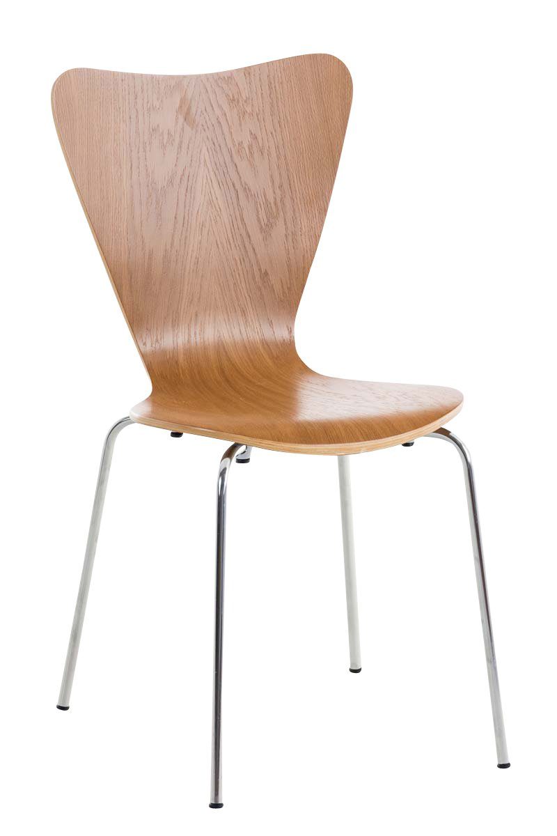TPFLiving Besucherstuhl Calisso mit ergonomisch geformter Sitzfläche - Konferenzstuhl (Besprechungsstuhl - Warteraumstuhl - Messestuhl), Gestell: Metall chrom - Sitzfläche: Holz eiche