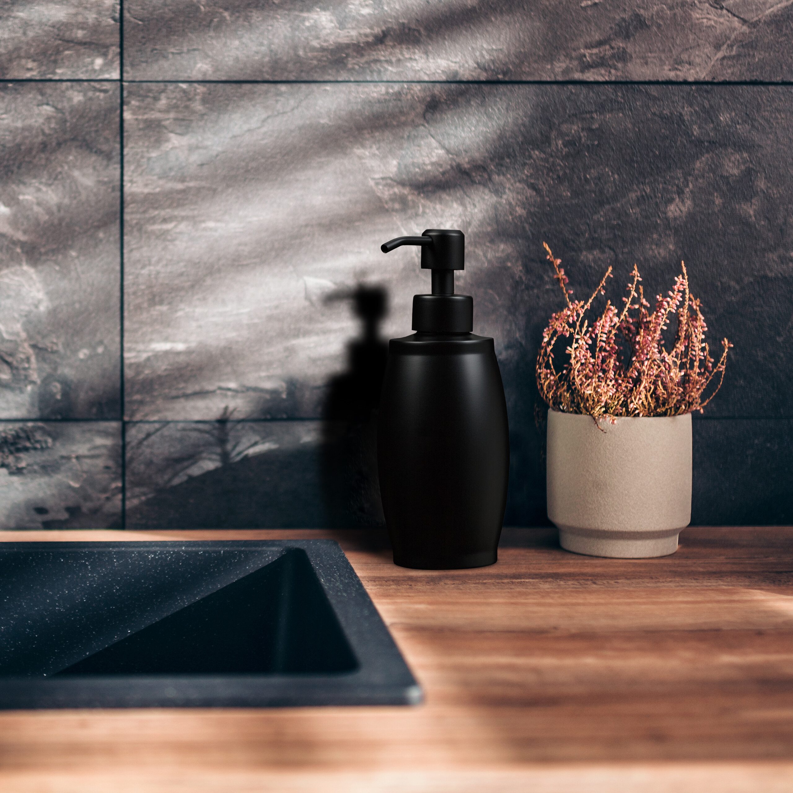 relaxdays Seifenspender Edelstahl 350 ml, schwarz günstig online kaufen