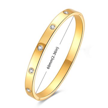 HYTIREBY Armkette Jewelry Gold Plated Love Bangle, Damen-Armreif, Edelstahl Zirkonia einfache Stil Liebe Armband