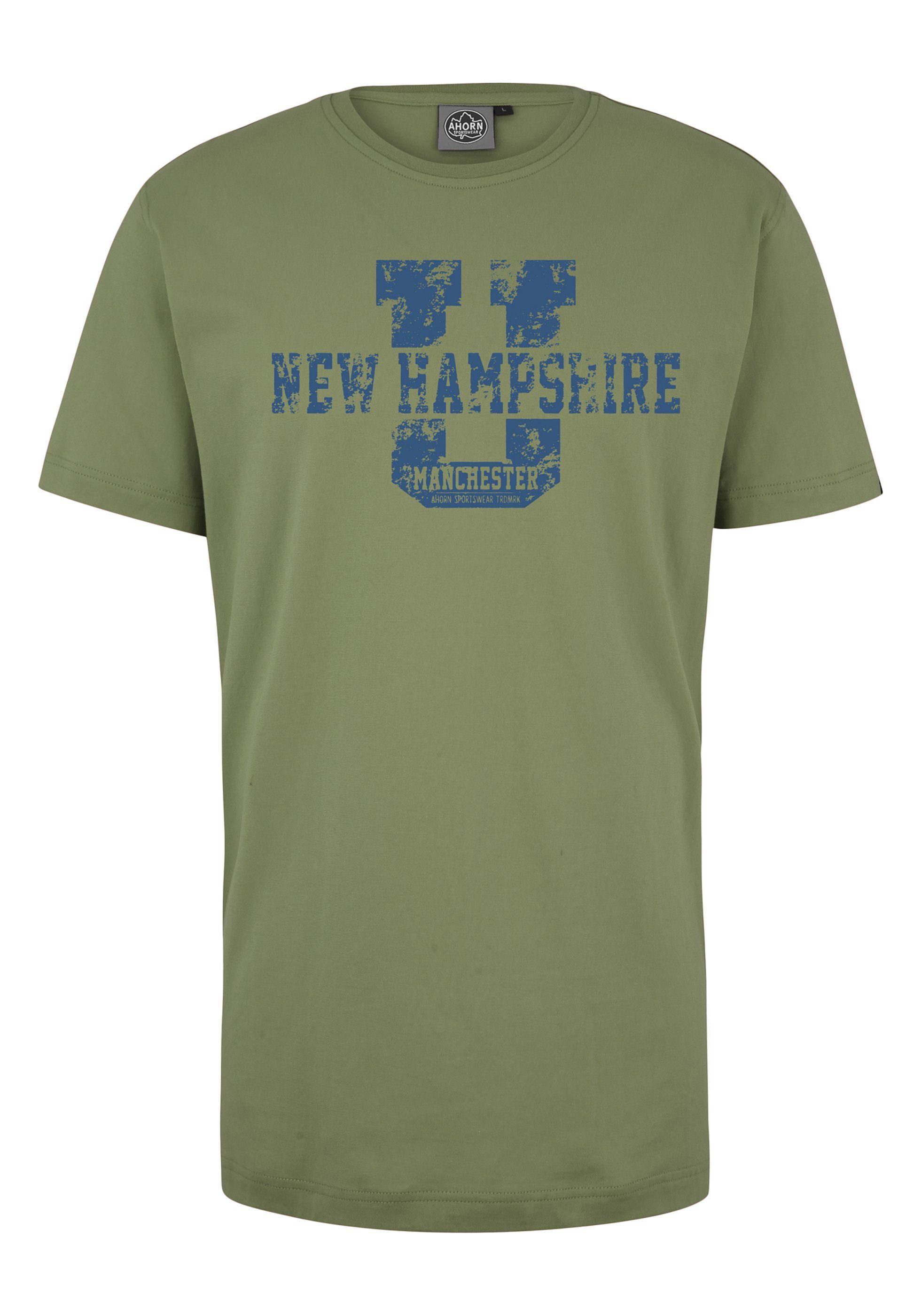 AHORN SPORTSWEAR T-Shirt NEW coolem grün mit Frontprint HAMPSHIRE