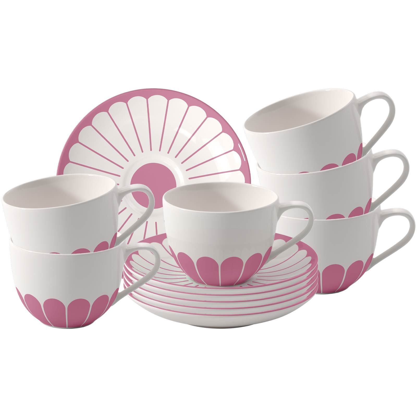 Tasse Fleur Couleur Kaffeetassen mit Untertassen 160 ml