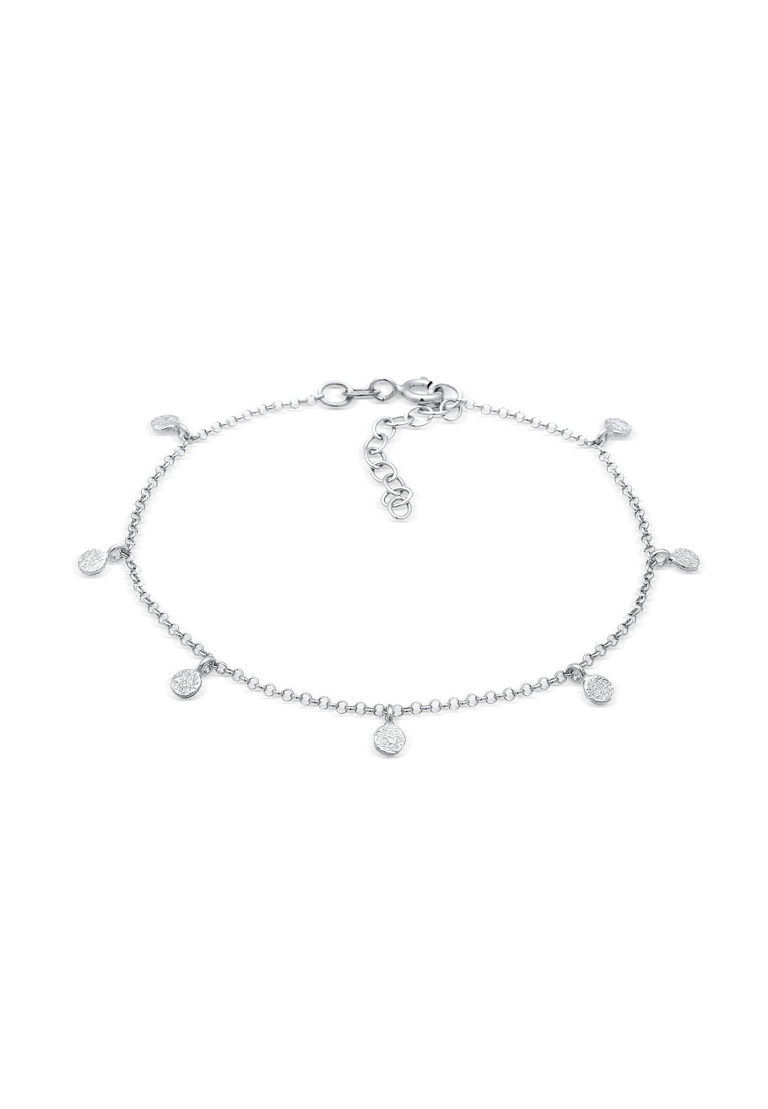 Elli Armband Plättchen Coin Rund Matt Struktur 925 Silber