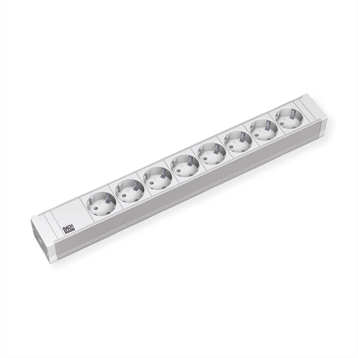 Bachmann 19'' PVC 8x Schutzkontakt-Steckdosenleiste Steckdosenleiste (Kabellänge 2 m), 2,0m Schutzkontaktstecker, 333.601