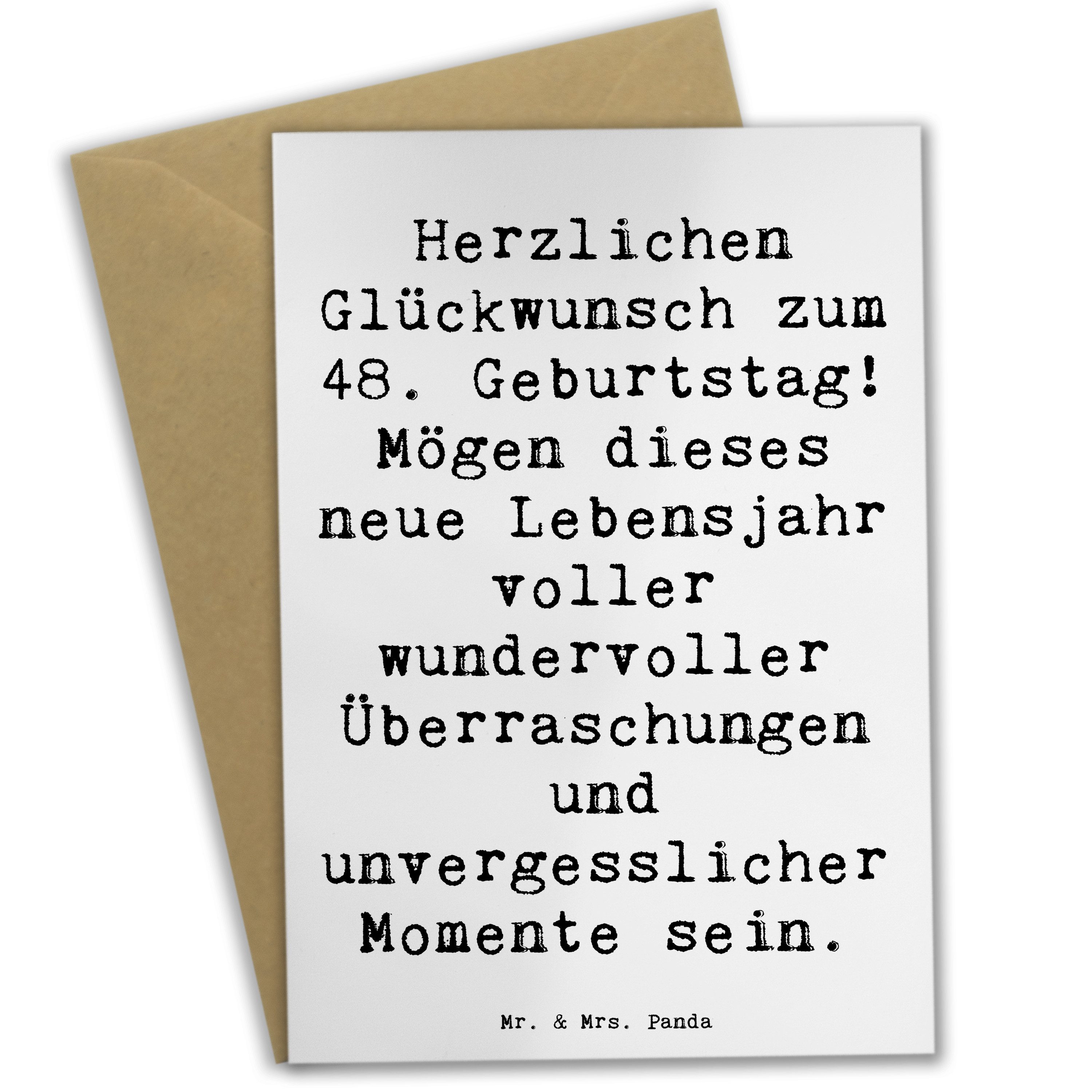 Grußkarte Spruch 48. Geburtstag - Weiß - Geschenk, Freude, Grußkarte, Geburtsta