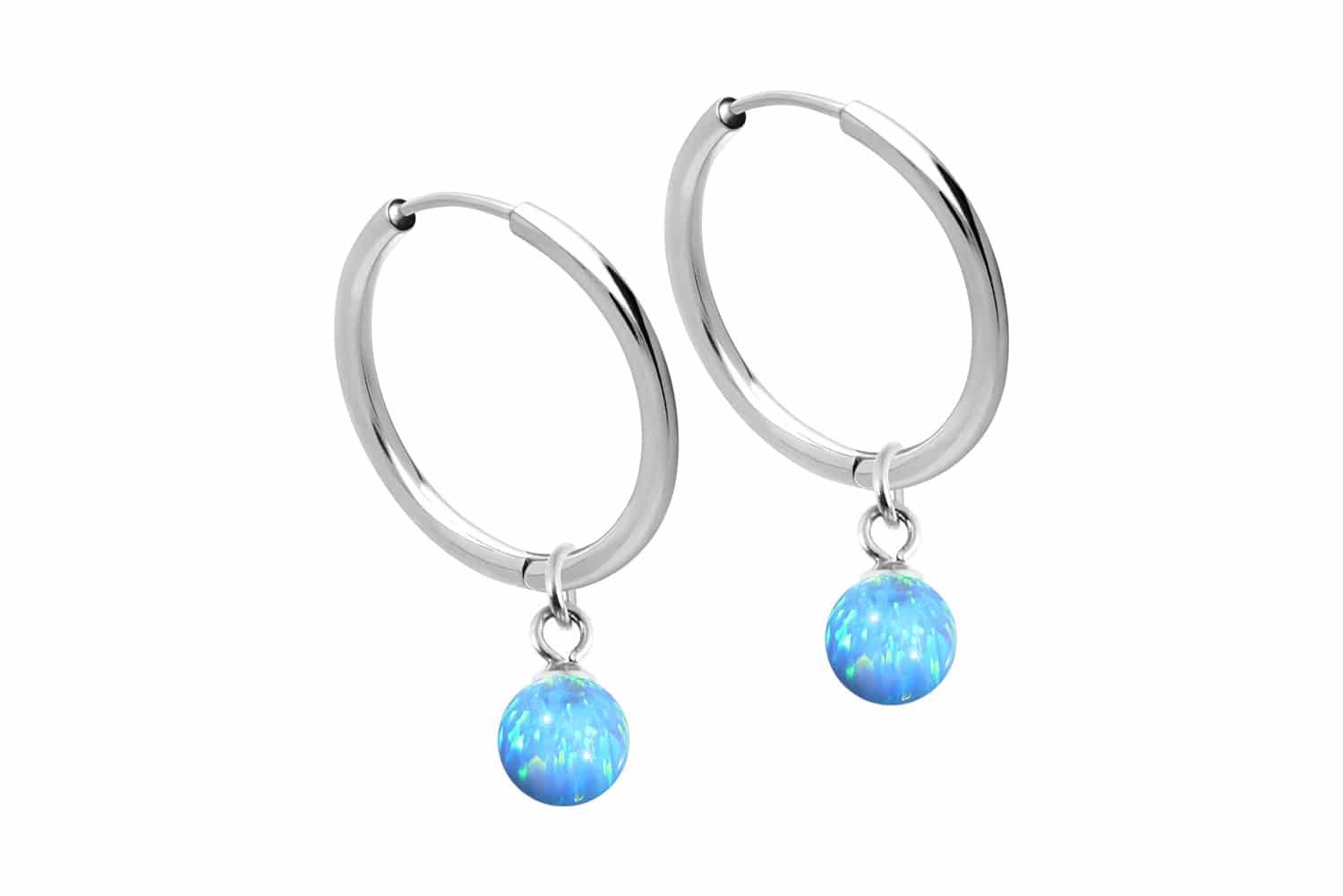 FILANGO Paar Creolen Chirurgenstahl Ohrclicker Creolen SYNTHETISCHER OPAL (Creolen, 1-tlg)