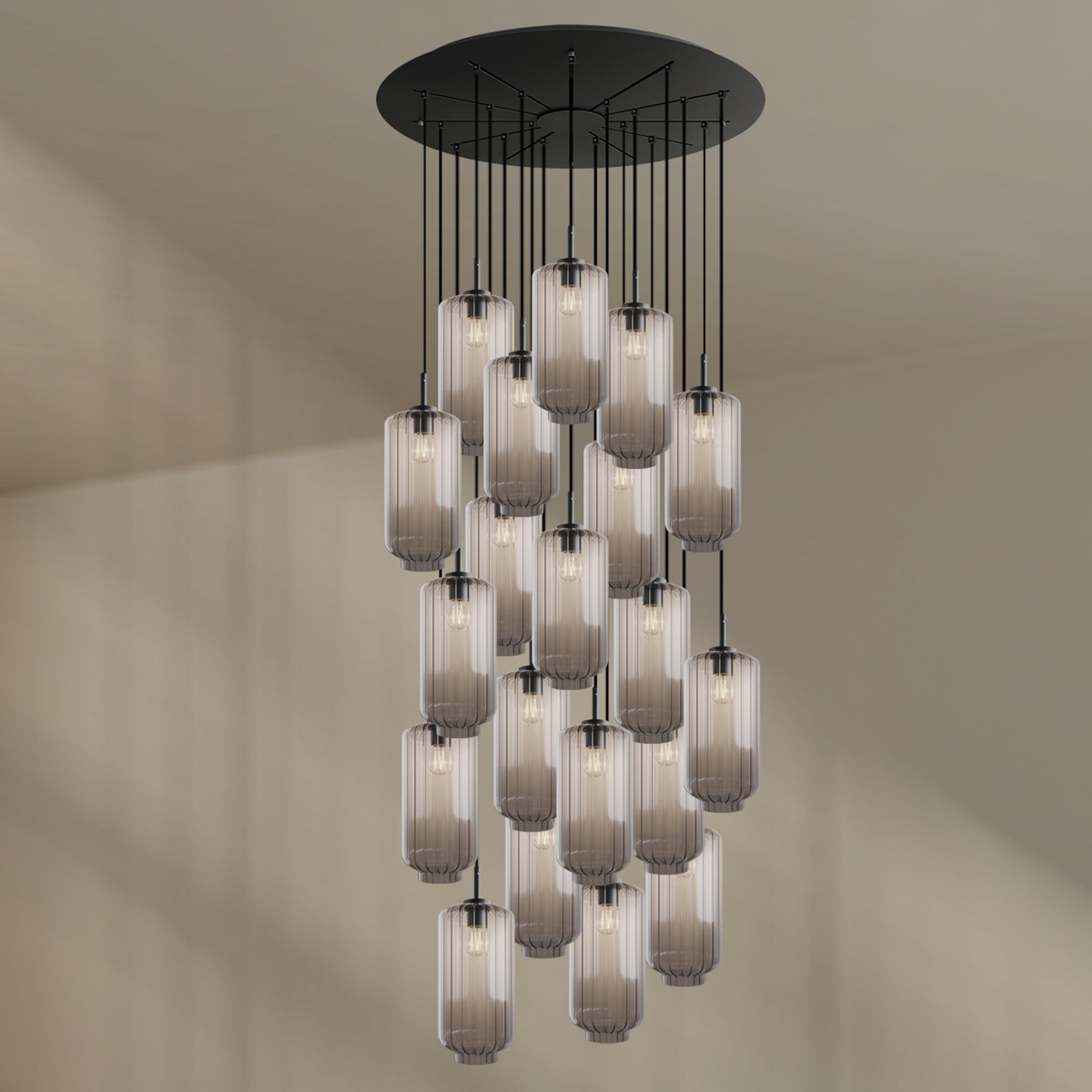 s.luce Pendelleuchte Velo Galerieleuchte 20-flg Ø 120cm Baldachin Ø 18cm Klar