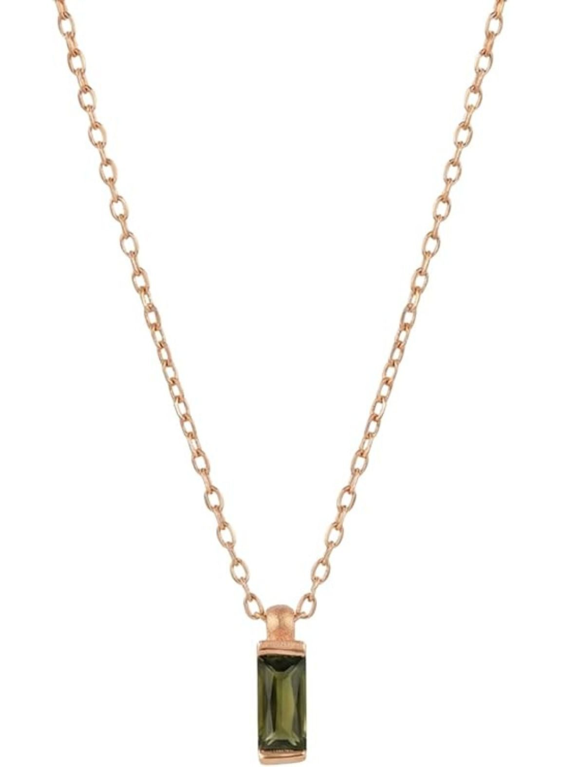 Charm-Kette Halskette grünem Stein 925 Sterling Silber