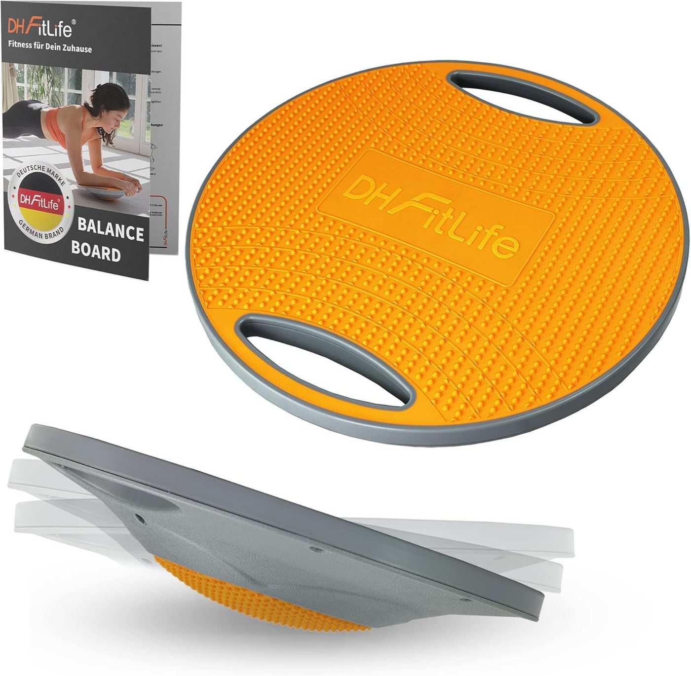 DH FitLife Balanceboard Wackelbrett, Balance Pad mit Griffen, Gleichgewichtstrainer, Ø 42cm, max. 200 KG, ideal für Gleichgewichtstraining
