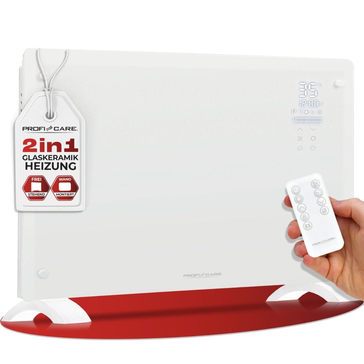 ProfiCare Konvektor PC-GKH 3119, mit Glasfront, einfache Wandmontage, 2 Heizstufen