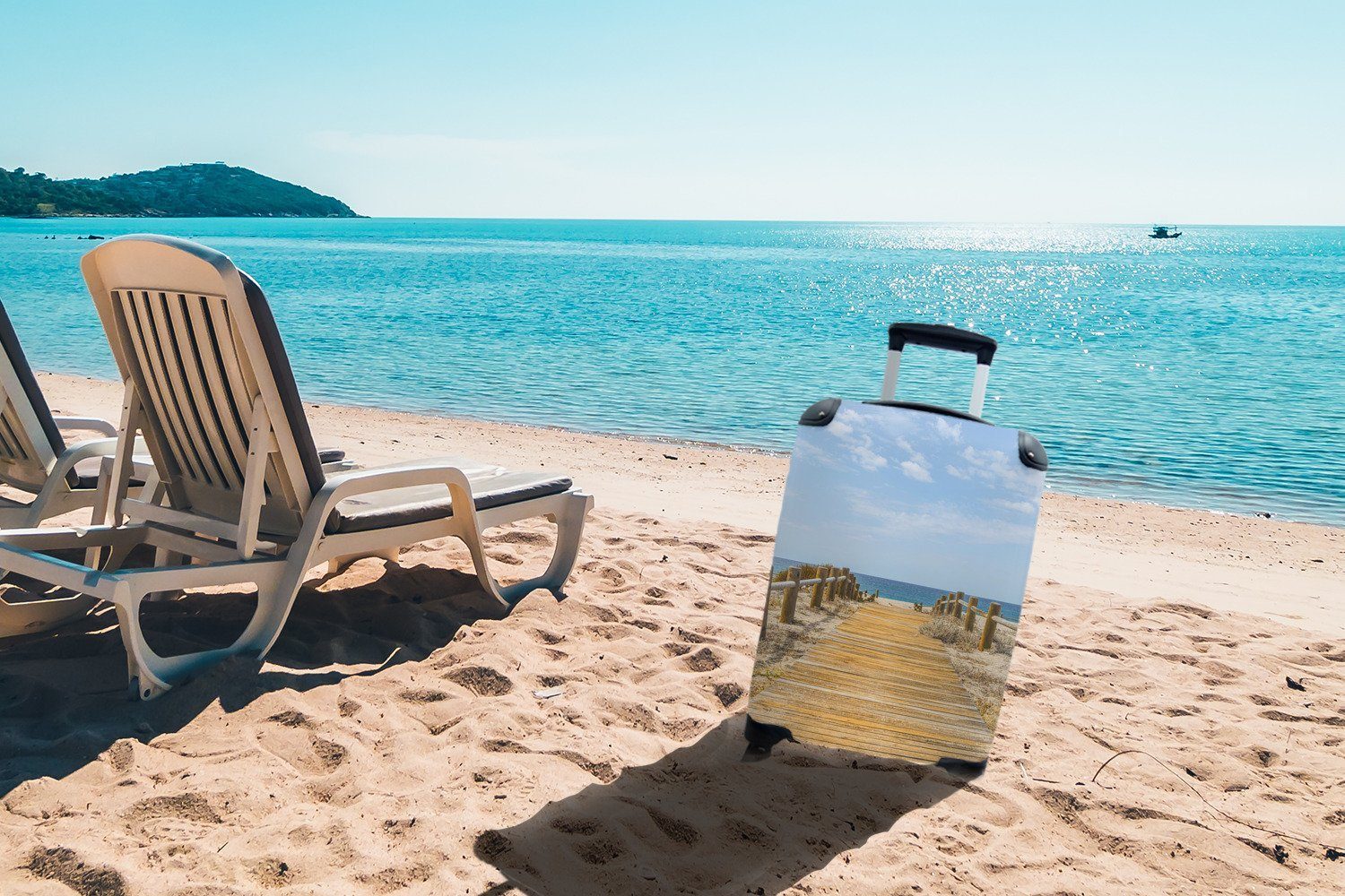 Handgepäckkoffer für Rollen, Reisetasche 4 Sommer, MuchoWow Ferien, Reisekoffer Weg - mit Strand Trolley, - Handgepäck rollen,