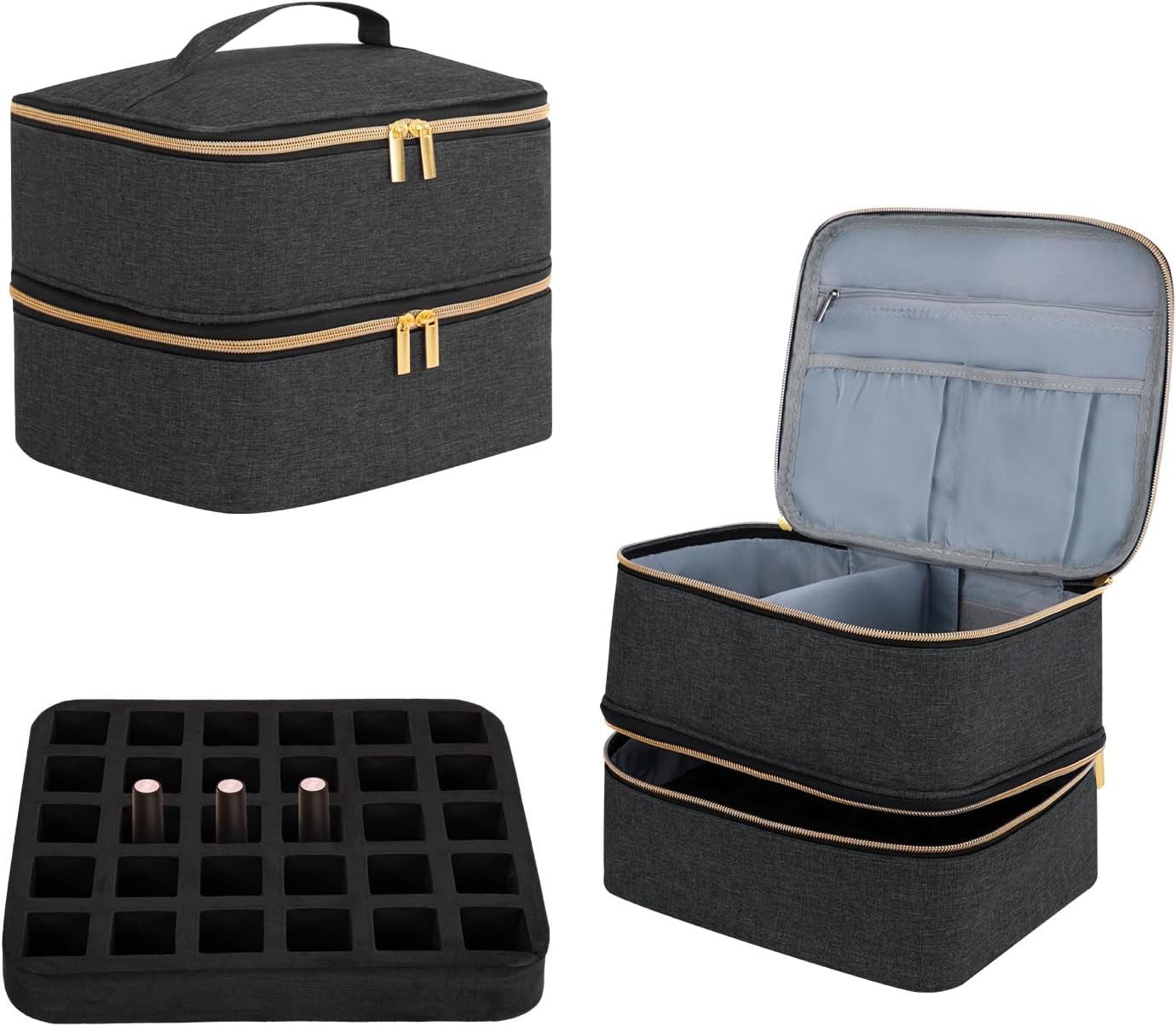 Youyijia Aufbewahrungsbox Nagellack-Organizer-Tasche, Doppelschicht Nagellack Tasche Make