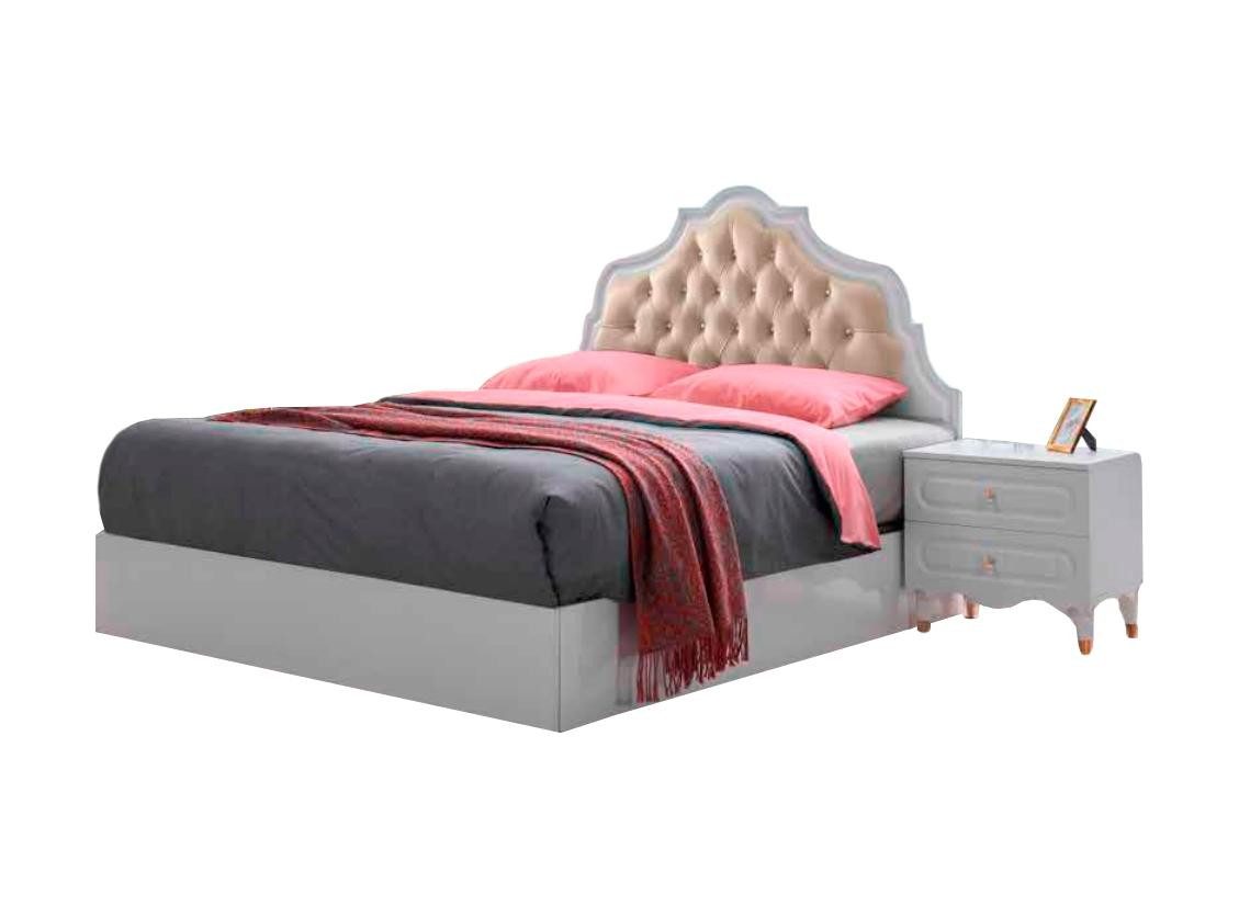 JVmoebel Bett Einfarbig Bett Klassisch Schlafzimmer Rechteckig Doppelbett Weiß (1-tlg., Nur Bett), Made in Europa