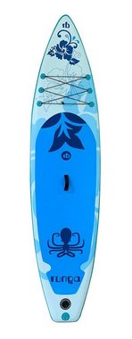 Runga-Boards Inflatable SUP-Board Runga Puaawai AIR 10.6 BLUE Stand Up Paddling SUP iSUP, (Set 1, mit gepolsterten Trolley-Rucksack, Center-Finne und Coiled-Leash)
