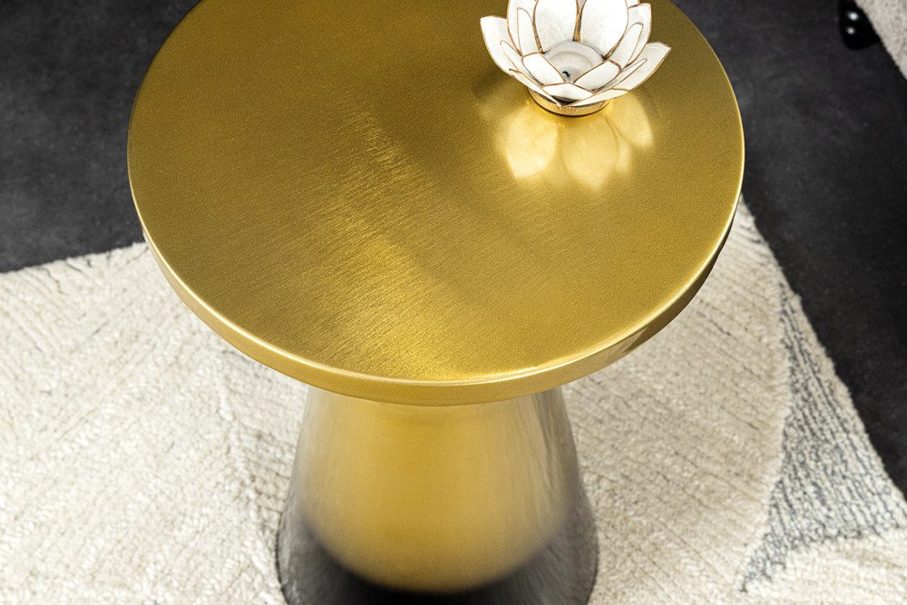 riess-ambiente Beistelltisch ABSTRACT Ø60cm gold (Einzelartikel, 1-St), Wohnzimmer · Metall · rund · Handmade · gebürstet · Design · Säule