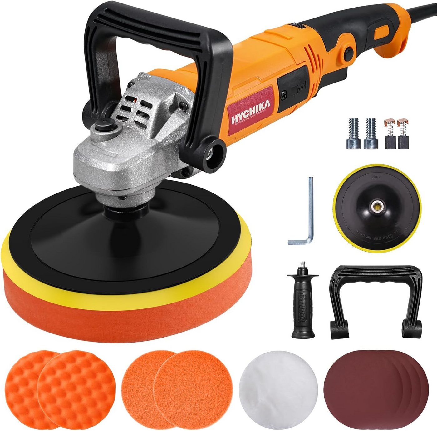 HYCHIKA BETTER TOOLS FOR BETTER LIFE Poliermaschine HYCHIKA Autopoliermaschine 1580 W, Autopolierset, 500 min. U/min, 3500 max. U/min