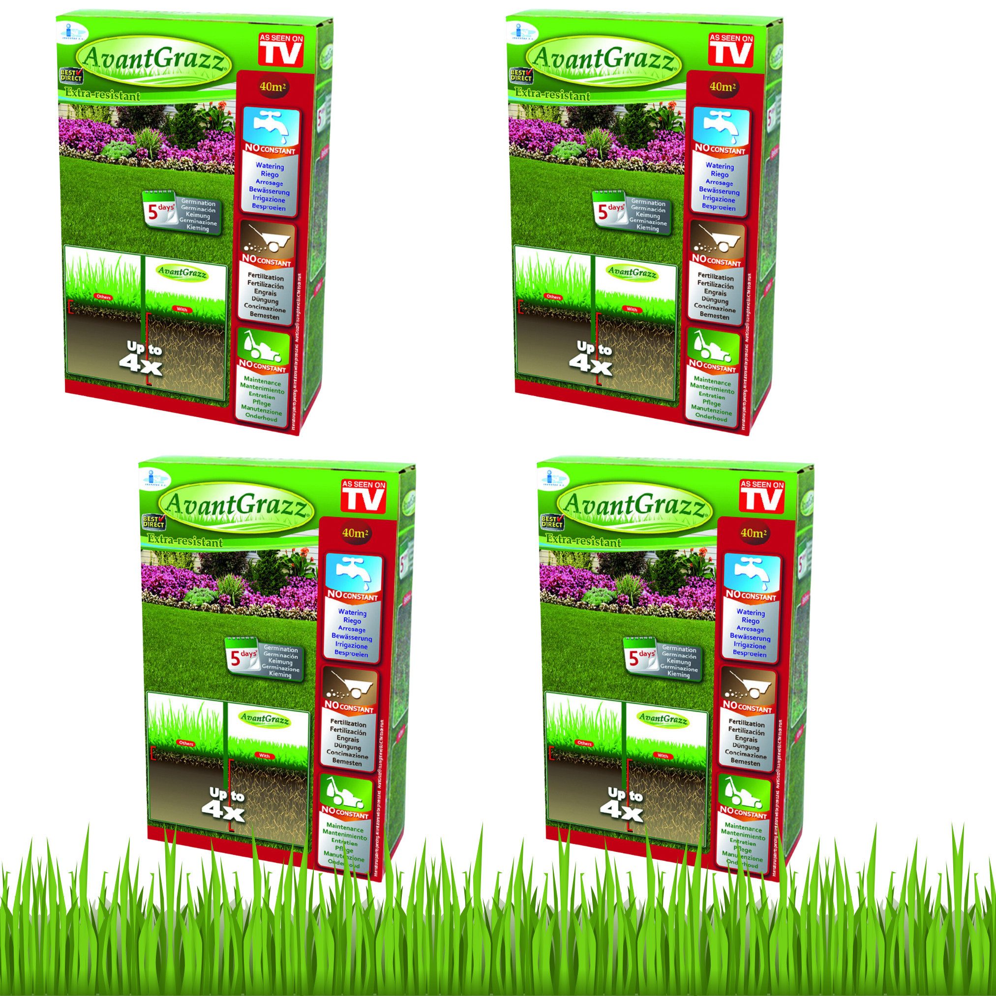 Best Direct® Rasensamen Avant Grazz® - Rasensamen, 4 kg, für besonders strapazierfähigen Rasen, für 40 m² Fläche, 1kg