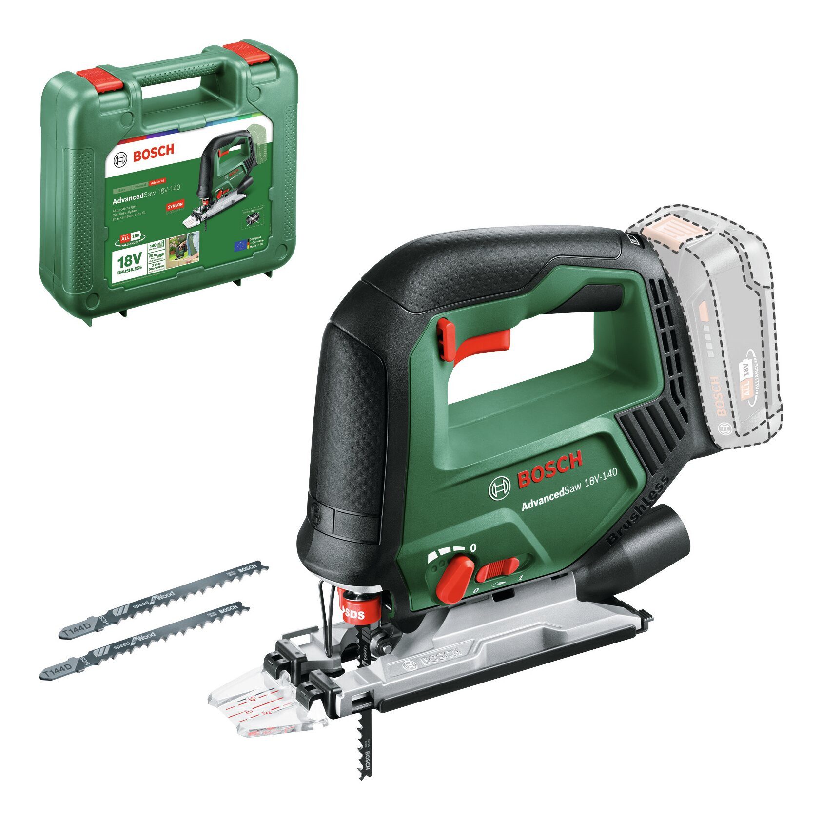 BOSCH Akku-Stichsäge AdvancedSaw 18V-140, Ohne Akku - im Transportkoffer