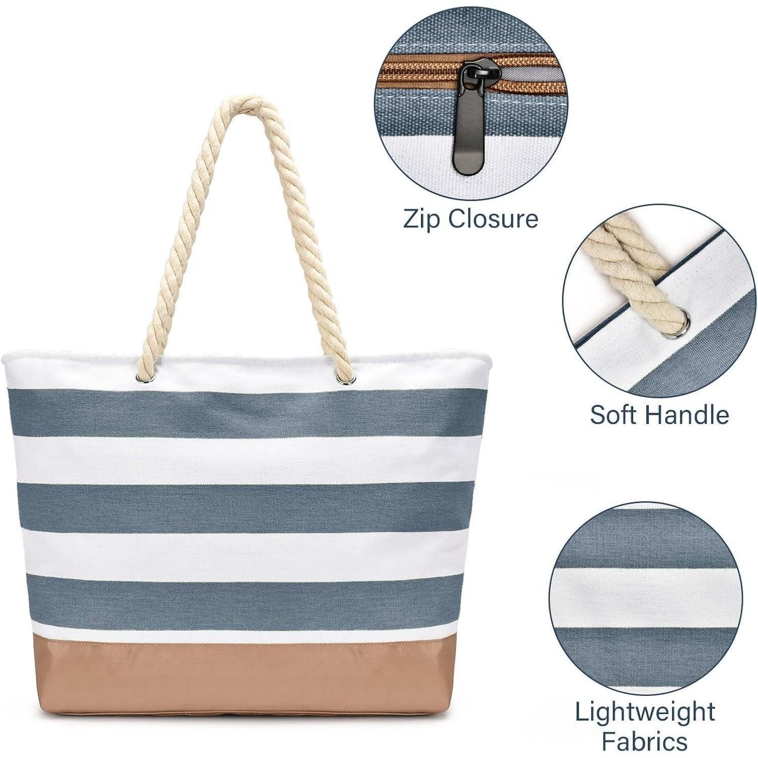 LuxusKollektion Strandtasche Strandtasche mit Reißverschluss Groß Damen Sho günstig online kaufen