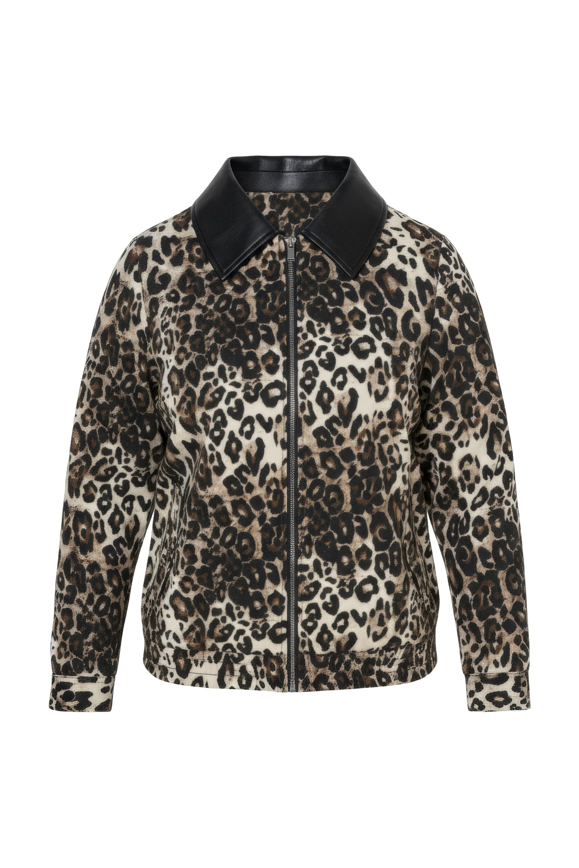 Angel of Style Sommerjacke Jacke Leo-Muster Lederoptik-Kragen günstig online kaufen