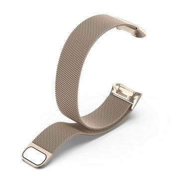 Wigento Smartwatch-Armband Für Fitbit Charge 6 / 5 Metall Stahl Mesh Armband mit Magnetverschluss