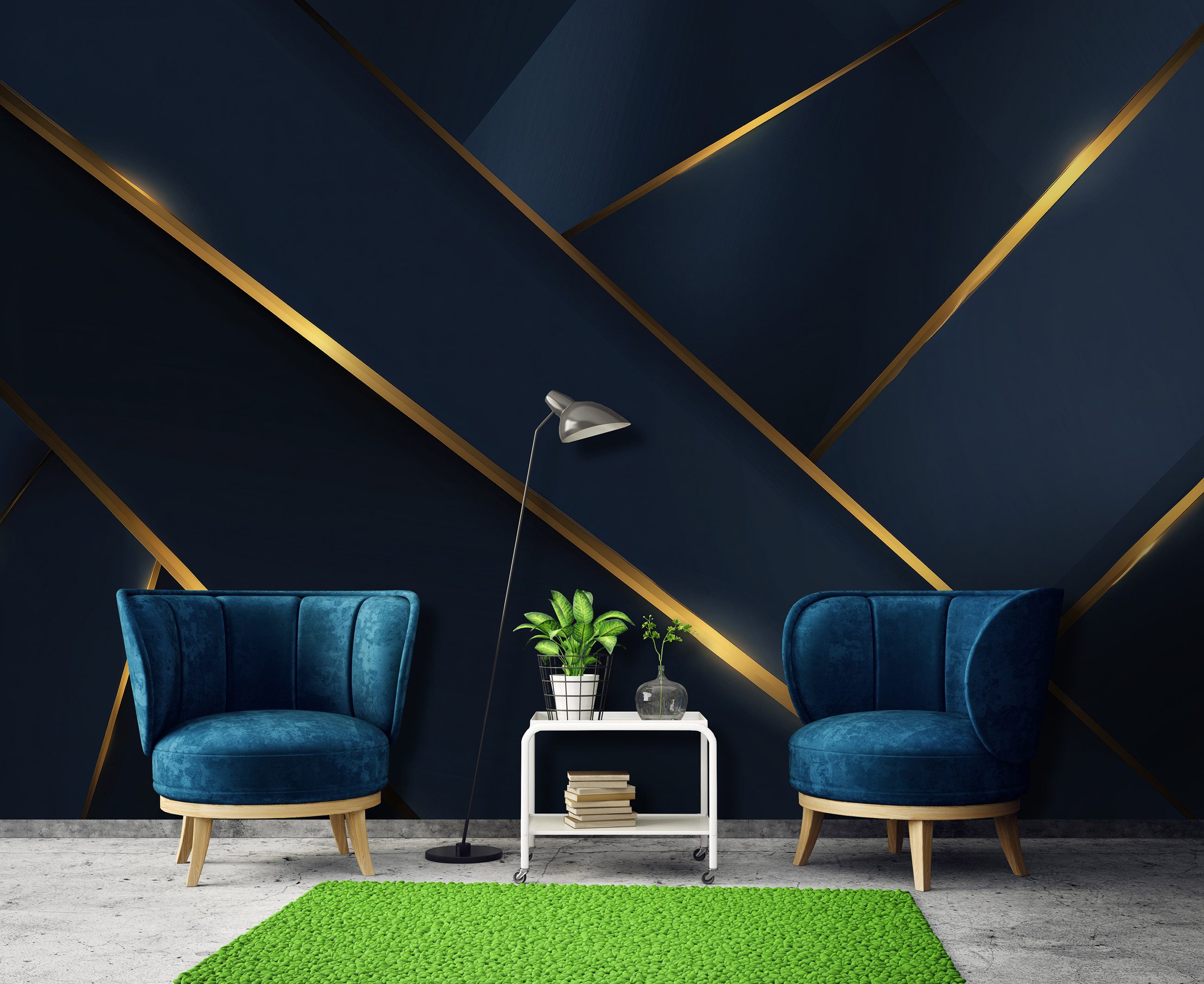 Wallarena Fototapete Abstrakt Blau Gold Vlies günstig online kaufen