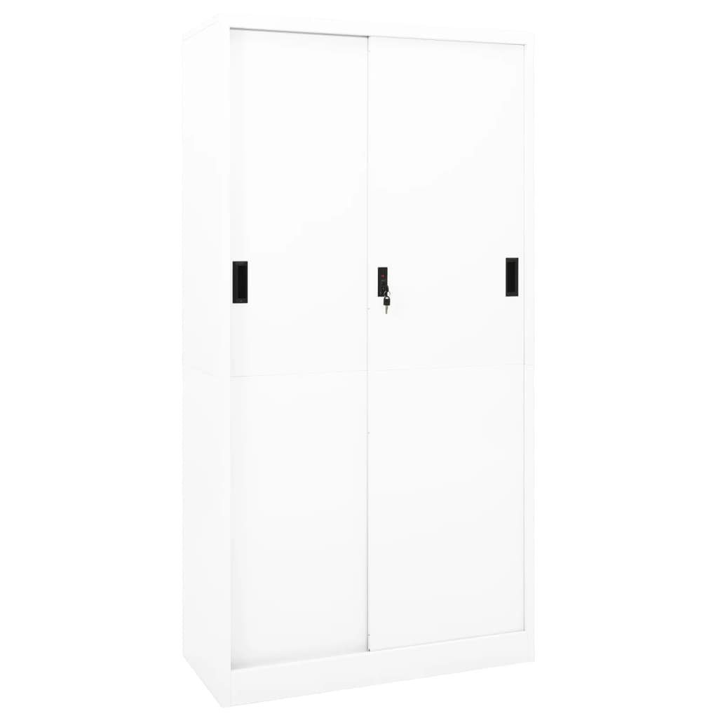 Weiß Büroschrank mit Fächerschrank Schiebetür Stahl (1-St) 90x40x180 cm vidaXL