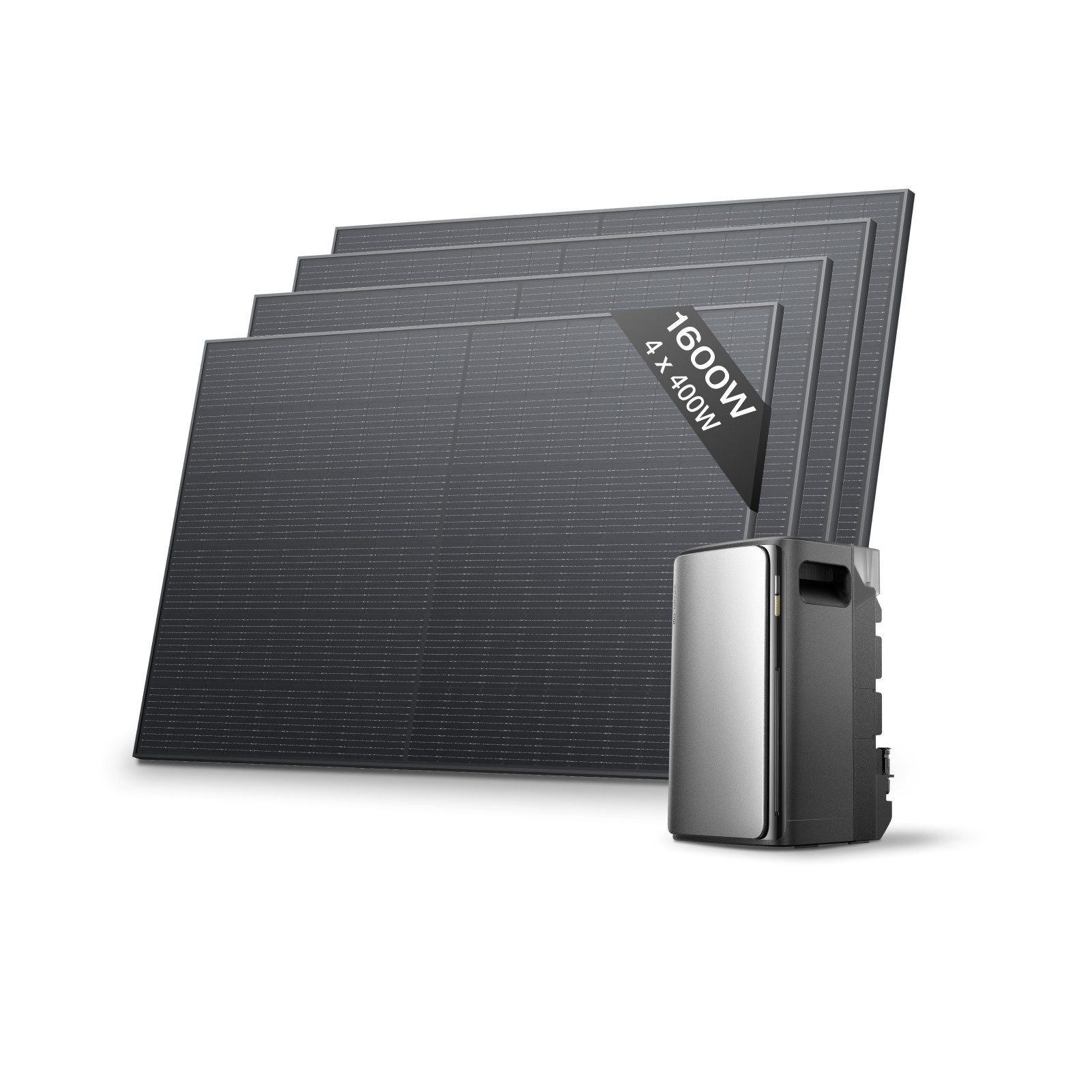 Ecoflow Balkonkraftwerk EcoFlow STREAM Ultra 1,92 kWh mit 4 × 450 W Solarpanel, LiFePo4 Batterie, (All-in-One Stromspeicher mit Wechselrichter), 2800W Solareingang (4 MPPT), 1200W Dual AC-Anschlüsse