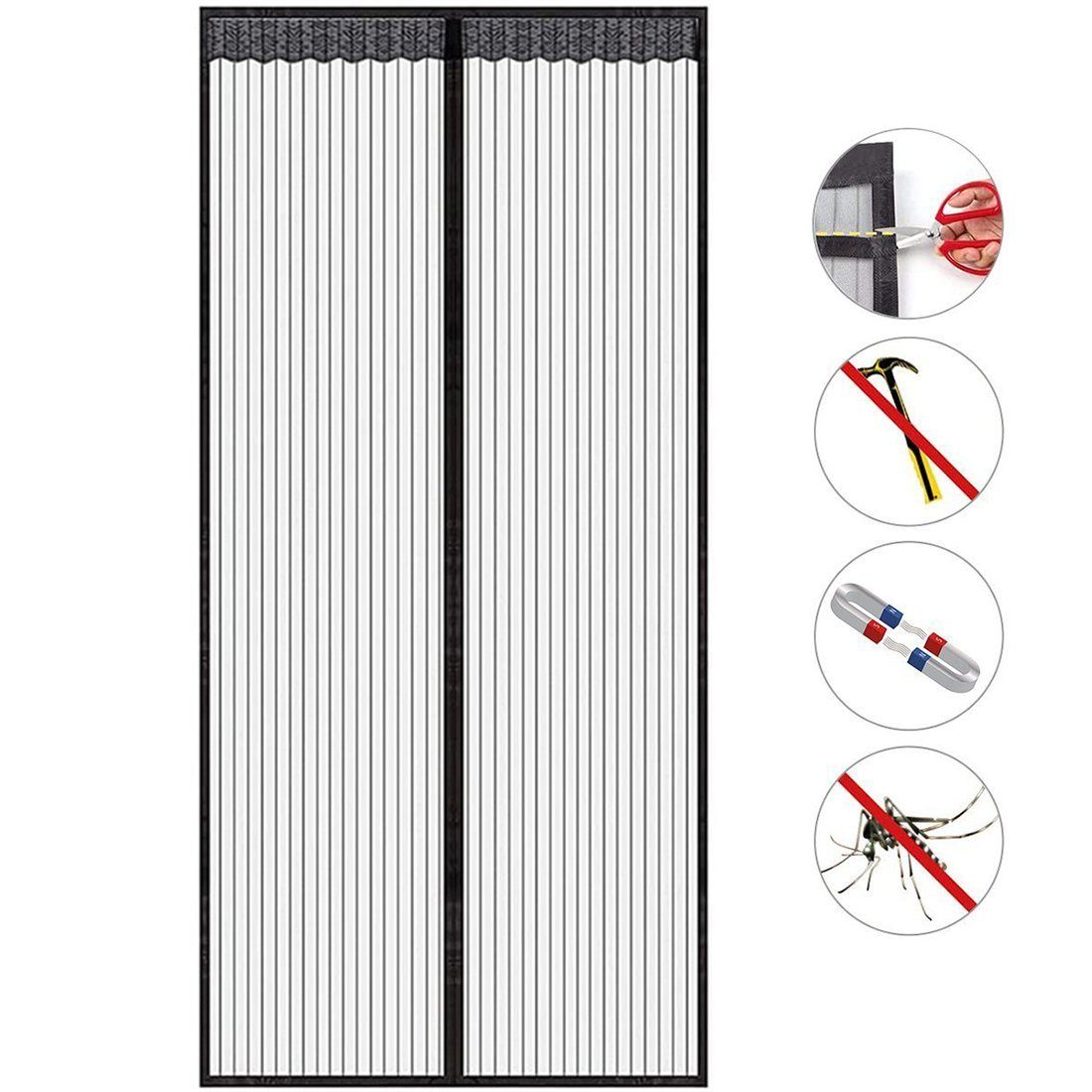 Fliegengitter YOOdy~ Magnetvorhang Tür Schwarz Einfache Insektenschutz Installation Insektenschutz-Tür