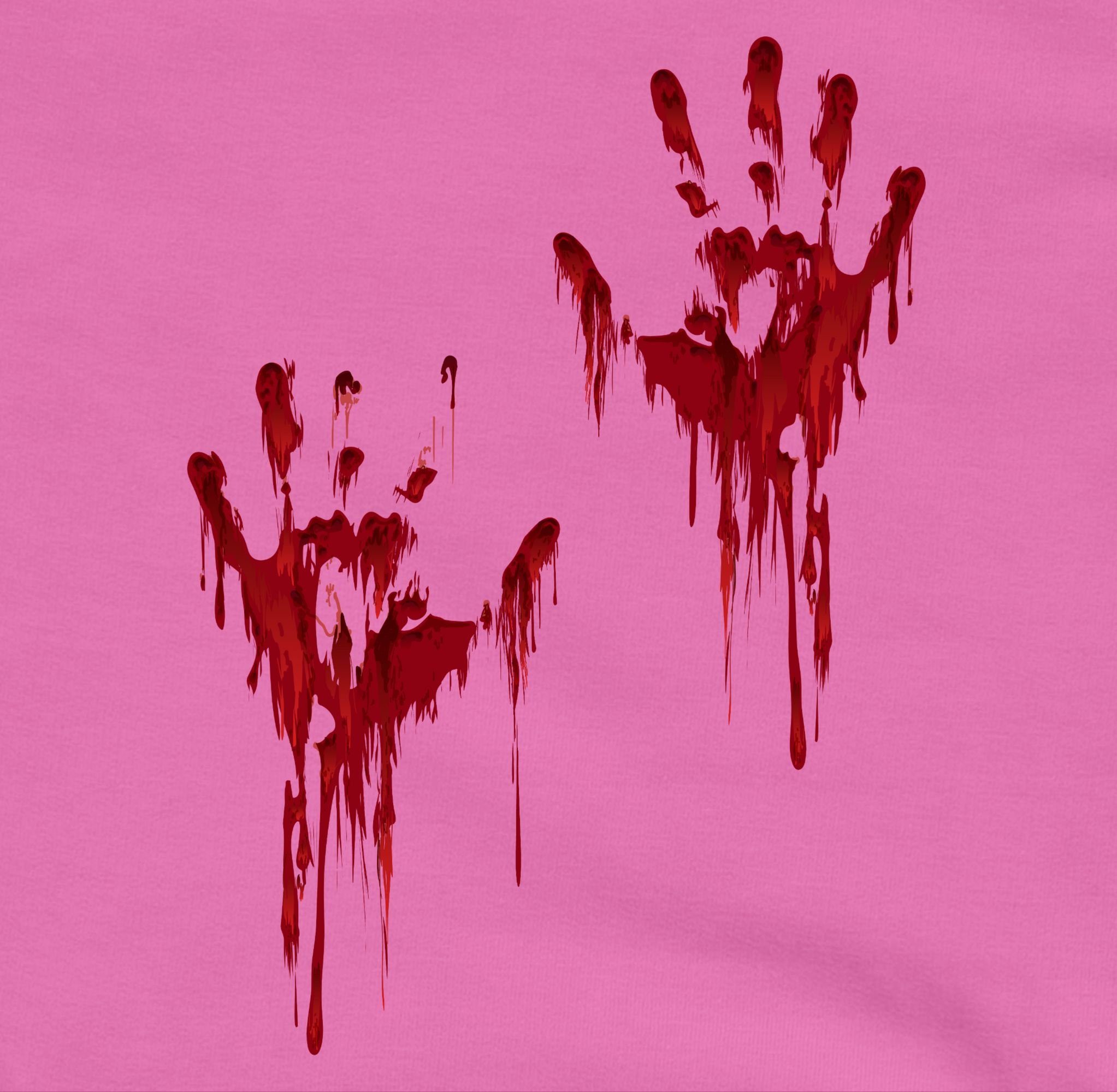 Blutiges Hoodie Blut Handabdruck H Blutverschmiert Kinder Blutige Hände 2 für Halloween Shirtracer Rosa/Fuchsia Blutspritzer Kostüme