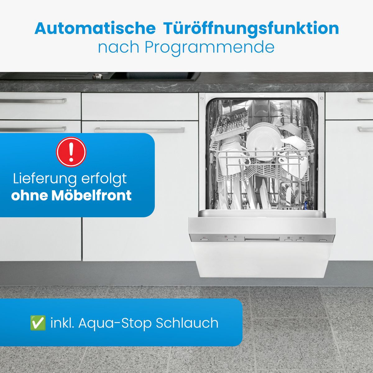 BOMANN teilintegrierbarer Geschirrspüler GSPE 7422 TI, 45 cm, teilintegriert, OHNE Möbelfront