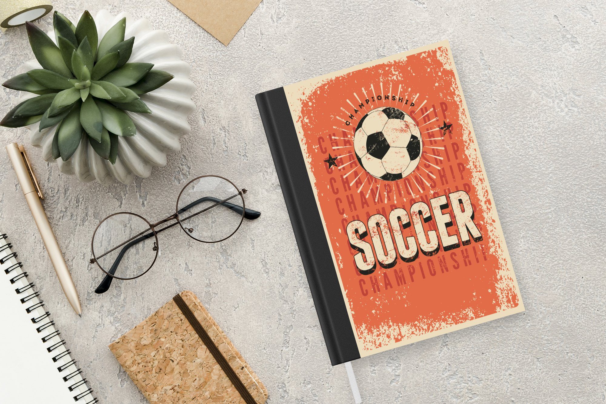 Fußball Haushaltsbuch Vintage 98 Tagebuch, Fußball Notizheft, Sport, Zitate A5, - - - MuchoWow - Merkzettel, Seiten, Notizbuch Journal, - Meisterschaft