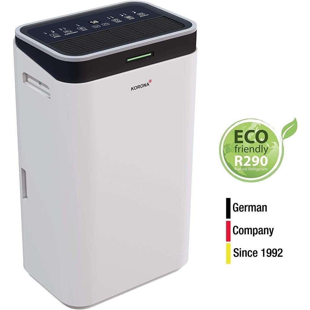 KORONA Luftbefeuchter 82100 Luftentfeuchter, 6.5 l Wassertank, Luftentfeuchter bis 30 m², Wäschetrocknungsfunktion, 6,5 L, Timer, LED-Lichtindikation, Staubfilter verbessert die Raumluft, 370 Watt, 47 dB leise, inkl. Drainageschlauch