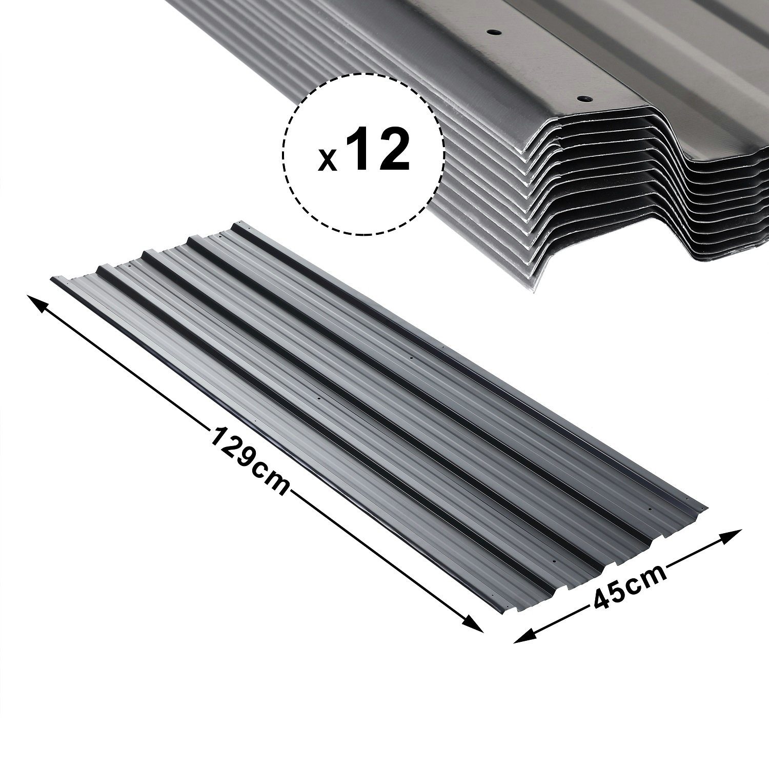 metra-direkt Trapezblech Trapezbleche 12er Set Anthrazit - Profilblech, Dachblech (129x45cm), 1290x450x0,25 mm (12-St) für Dach und Wand