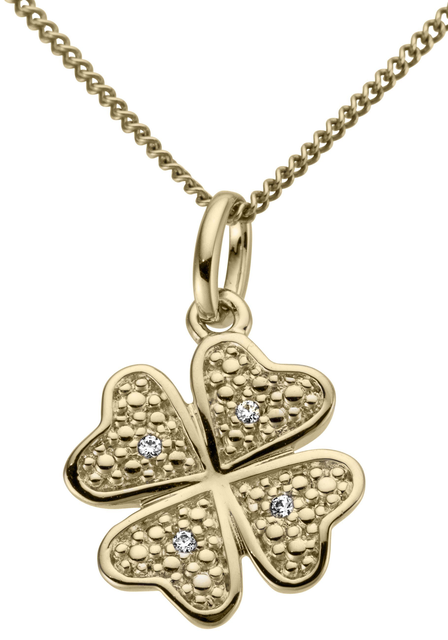 Firetti Kettenanhänger Ювелірні вироби Geschenk Gold 333 Halsschmuck Anhänger für Halskette Kleeblatt, mit Brillanten