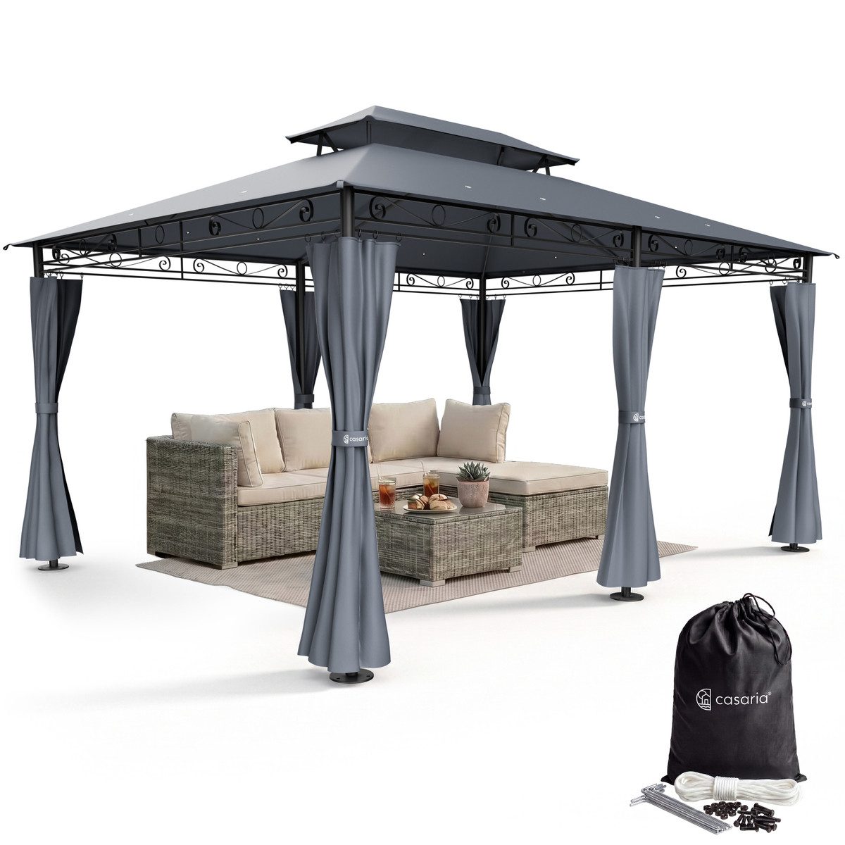 Casaria Pavillon Topas, 3x4m UV-Schutz 50+ Wasserabweisend Stabil Robust Metall Anthrazit