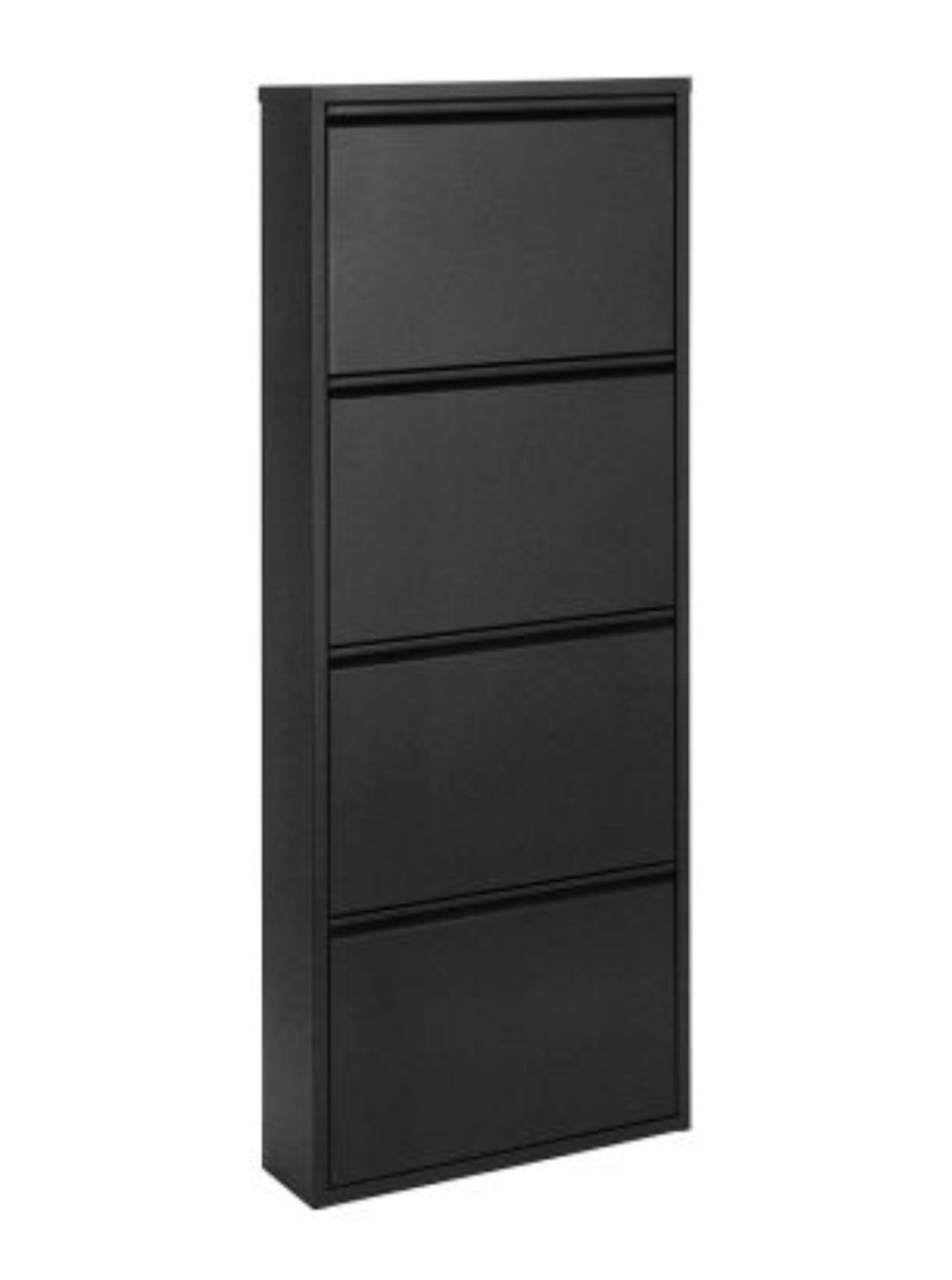 k-hometrends Schuhschrank KEKE 4 - BLACK stilvoller Schuhschrank, schmaler Organizer, 50x140x15cm | Schuhschränke