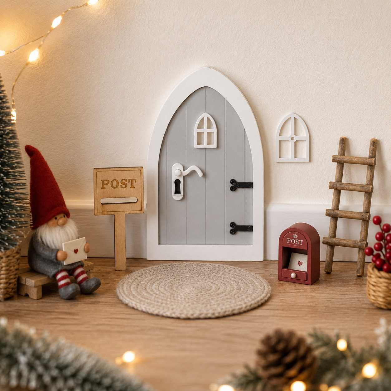 RIFFELMACHER & WEINBERGER Dekoobjekt Weihnachtsdekoration Elfentür aus Holz mit Fenster