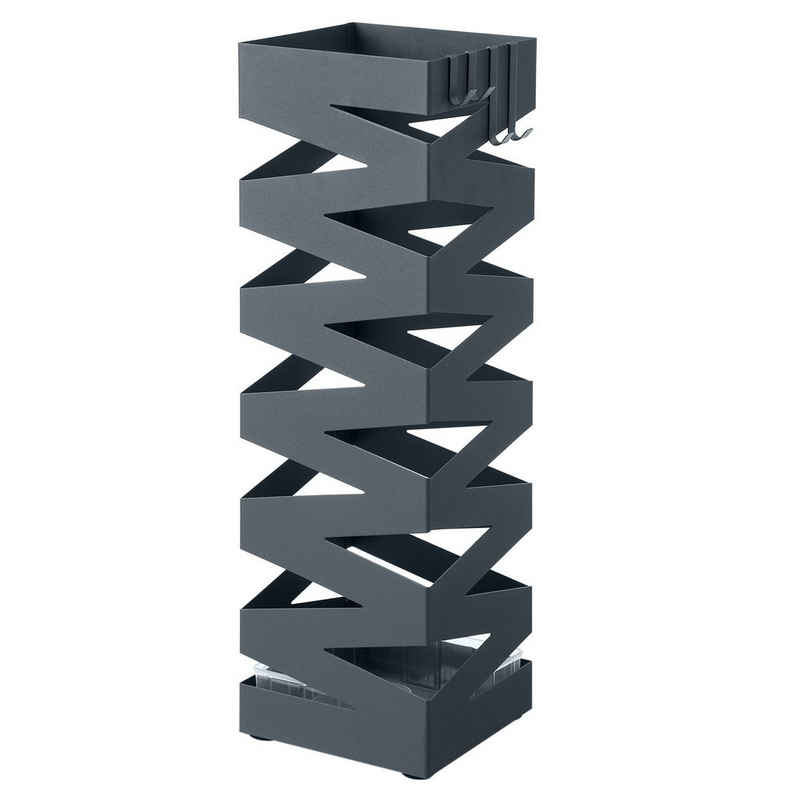 SONGMICS Schirmständer, quadratischer Schirmständer mit Haken