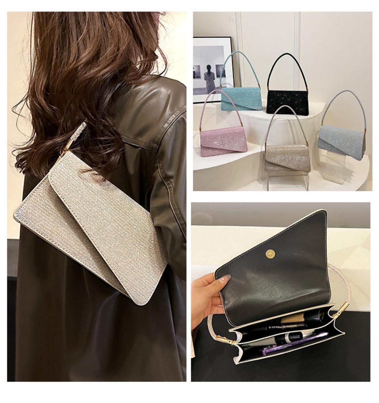 Cachito Clutch Pailletten Handtasche Damen Klein mit 2 Fächern