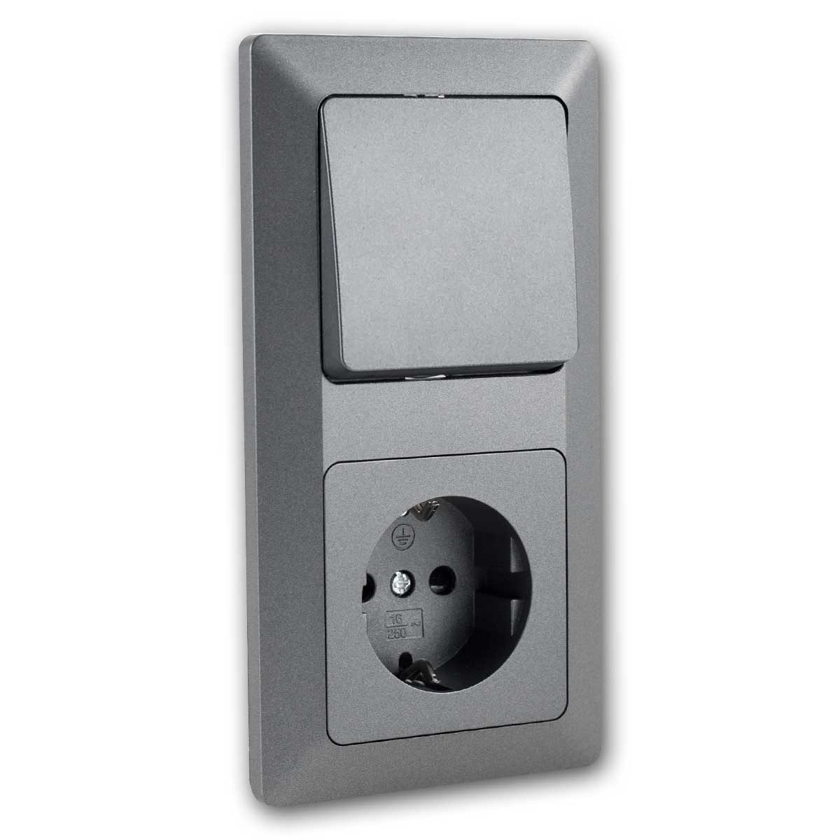 ChiliTec MILOS Set "Tür 2-fach Taster", 3-teilig, anthrazi Wandtaster