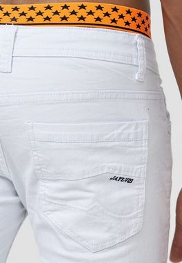 Jaylvis Jeansshorts Jeans Shorts Kurze Stretch Capri Hose Bermuda 3/4 Pants (1-tlg) 3306 in Weiß-Orange