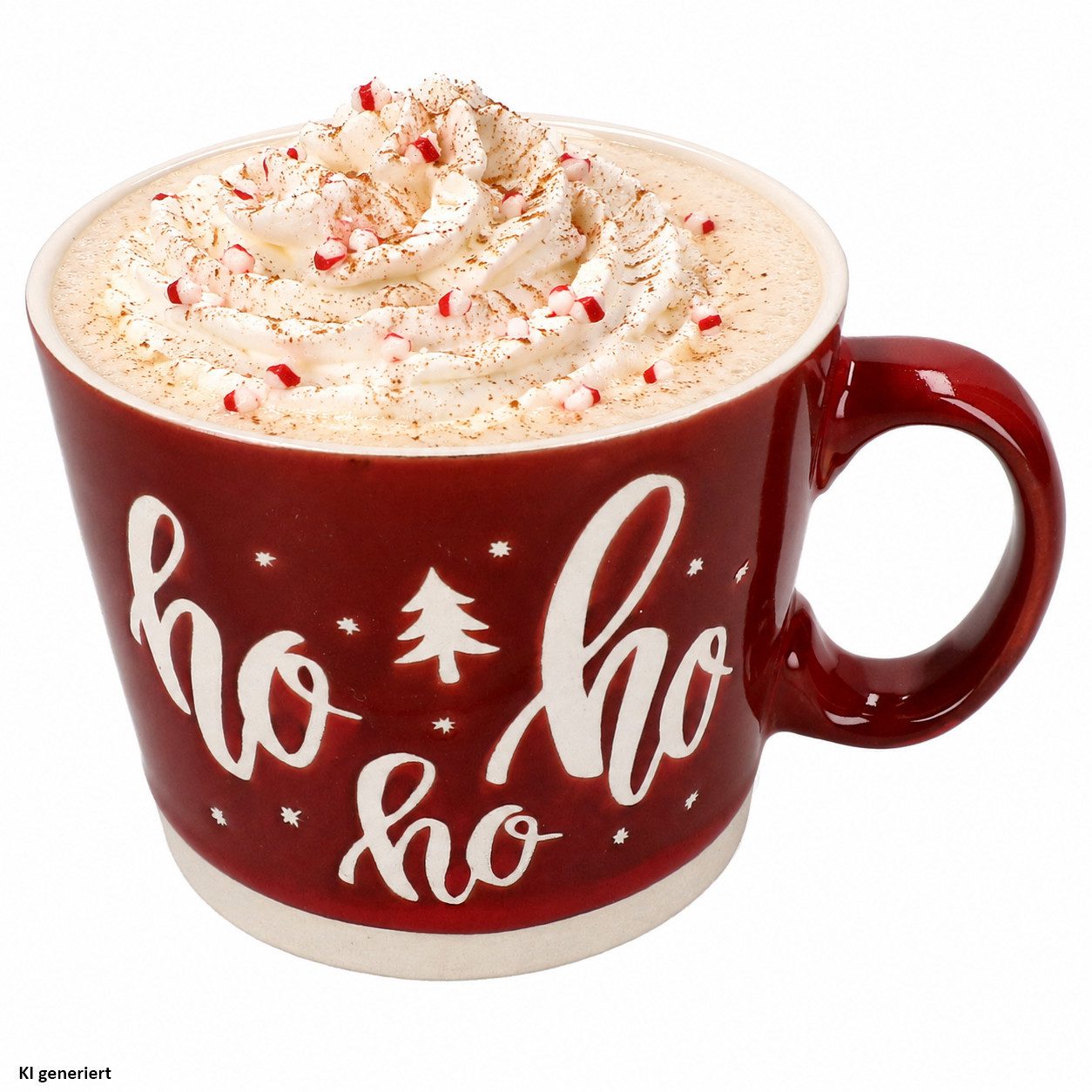 MamboCat Becher Kaffeebecher XL Hohoho 550ml Steingut Rot große Tasse Weihnachten, Steingut