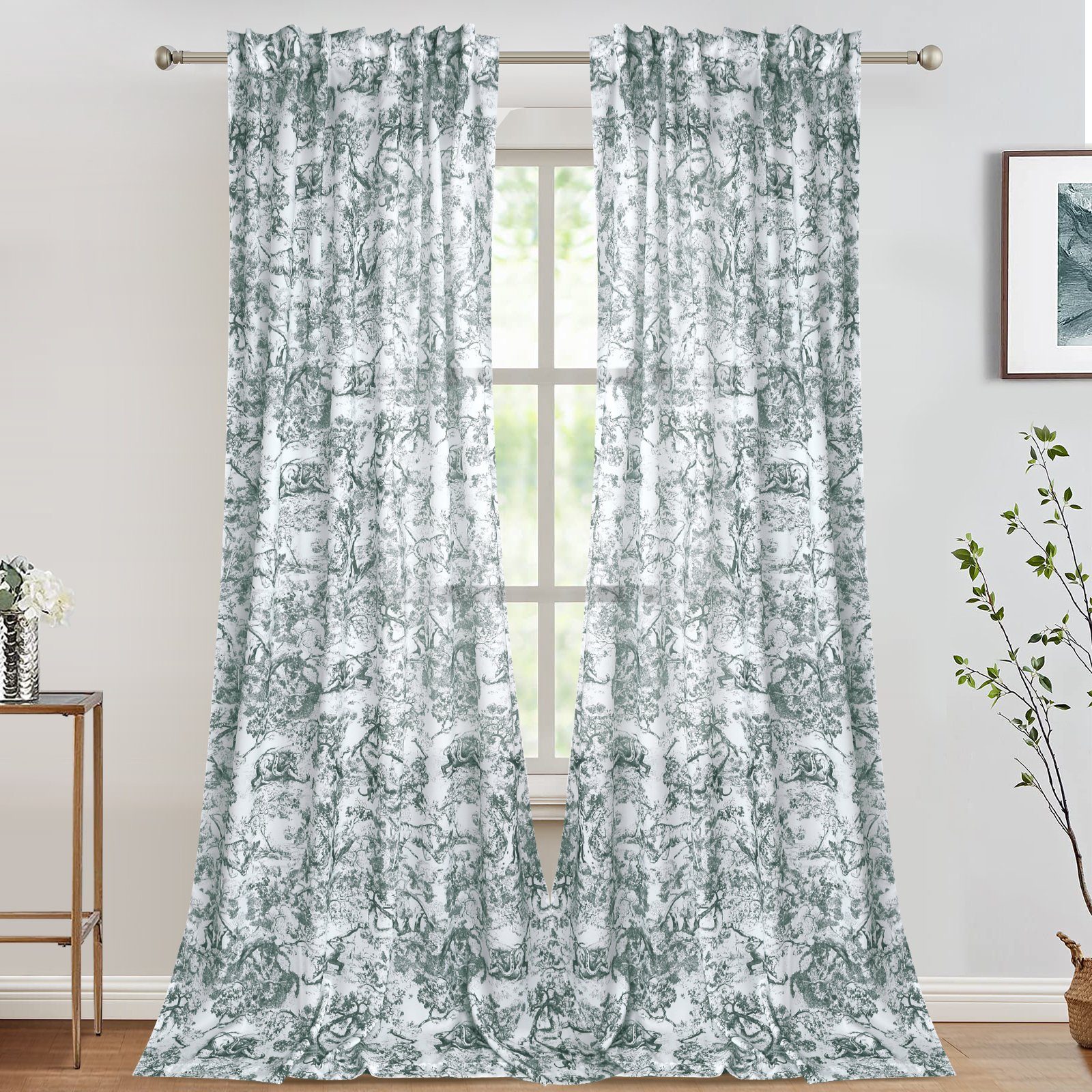 Vorhang Voile Blumen Transparent Gardinen,Baumwolle, Schlafzimmer Wohnzimmer, Sunicol, (2 St) Anthrazitgrau