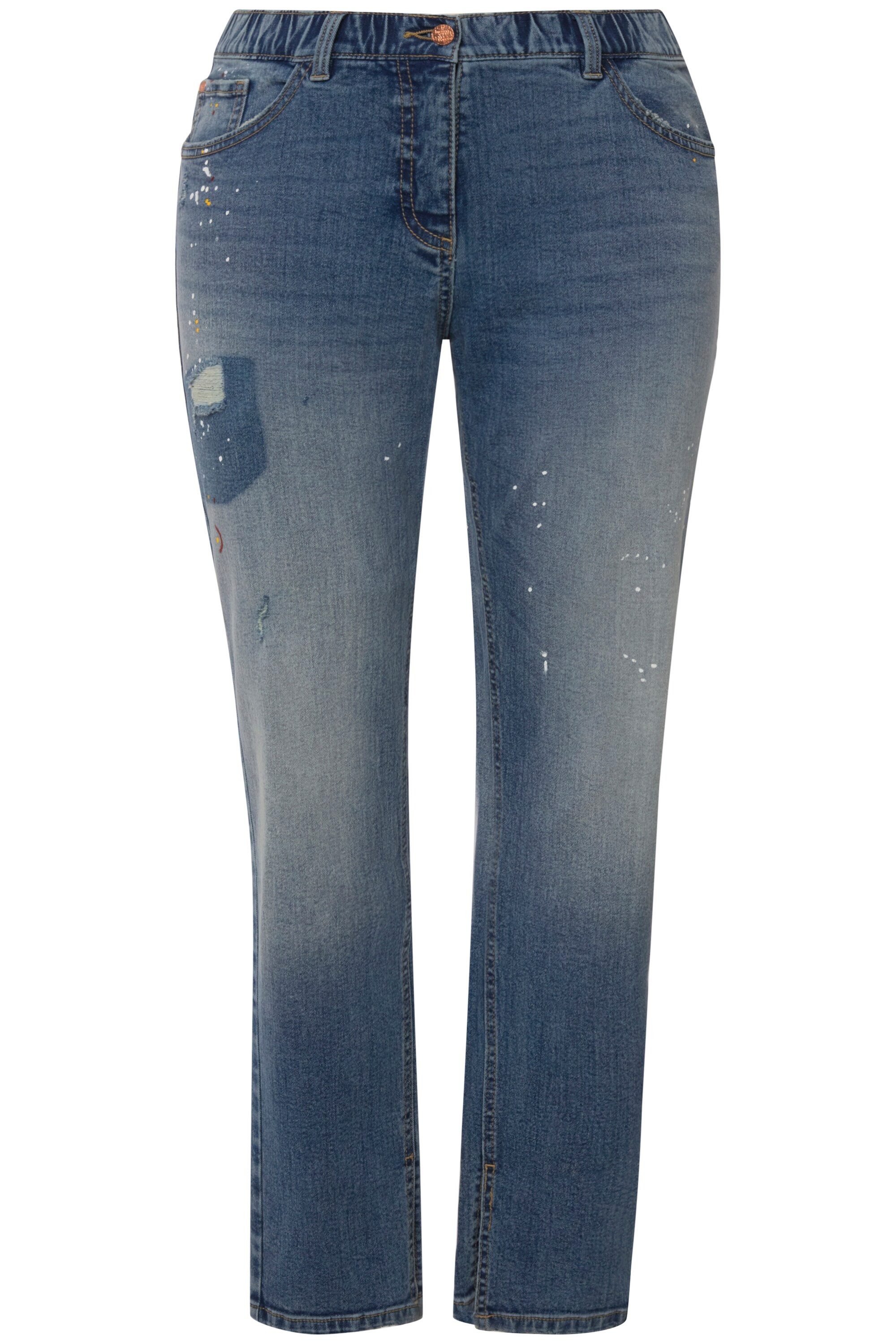 Ulla Popken Regular-fit-Jeans Boyfriend-Jeans Destroy-Effekte weites Bein günstig online kaufen