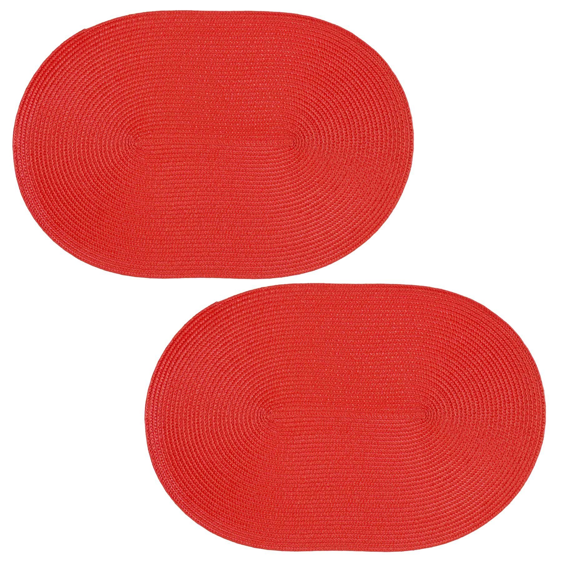 Platzset, Platzset 2er Set oval ca. 45x30 cm Platzdeckchen Tischset geflochtene, Haus und Deko, (2-St) Rot