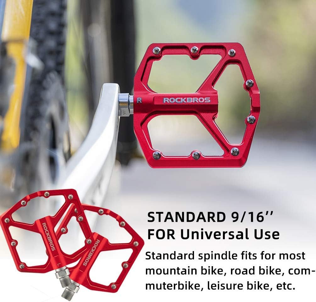 ROCKBROS Fahrradpedale Rennrad Pedale Aluminium Plattform Pedale 9/16 Zoll (Ultraleicht Antirutsch Fahrrad Pedale für MTB E-Bike Stadtrad)