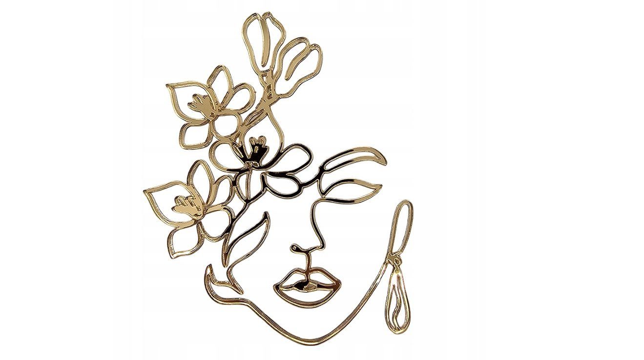 Festivalartikel Топпер для торта Lineare Topper Paar Gesichter Frau für Tortenrand lineare Gold Silber